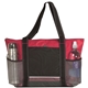 aerial view a black/red icy bright nylon cooler lunch tote bag - 24 can, image 1 of 2