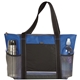 aerial view a black/royal icy bright nylon cooler lunch tote bag - 24 can, image 1 of 2
