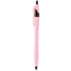 a pink with black trim plastic contour barrel pen