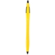 a yellow with black trim plastic contour barrel pen