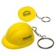aerial view a yellow hard hat key chain - stress reliever, image 1 of 2
