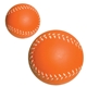 aerial view a orange baseball - shaped stress ball, image 1 of 2