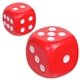 aerial view a red dice - stress reliever, image 1 of 2