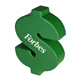 a green dollar shaped stress relievers