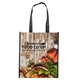 aerial view a black laminated grocery tote, image 1 of 6