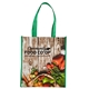 aerial view a green laminated grocery tote, image 1 of 6