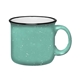 aerial view a teal ceramic campfire mug, image 1 of 2