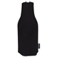 aerial view a black zip - up long neck bottle koozie kooler, image 1 of 5