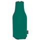 aerial view a green zip - up long neck bottle koozie kooler, image 1 of 6