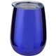 aerial view a blue 10 oz stainless stemless wine tumbler, image 1 of 3