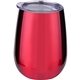 aerial view a red 10 oz stainless stemless wine tumbler, image 1 of 2
