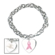 aerial view a silver awareness heart tag charm bracelet, image 1 of 2