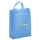aerial view a blue frosted plastic apollo bag w / foil print, image 1 of 2