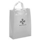 aerial view a silver lily frosted plastic flexo ink tote bag - 8 x 10, image 1 of 2