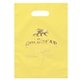 aerial view a yellow frosted plastic multi color die cut diana handle bag 9.5 x 14 w / foil print, image 1 of 2