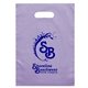 aerial view a lavender frosted plastic die cut convention handle bag, image 1 of 2
