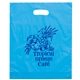 aerial view a blue orchid colored frosted die - cut convention bag 15 x 12, image 1 of 2