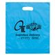 aerial view a blue rose frosted plastic flexo ink die cut tote bag - 15 x 18, image 1 of 2