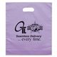 aerial view a lavender rose frosted plastic flexo ink die cut tote bag - 15 x 18, image 1 of 2