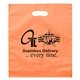 aerial view a tangerine rose frosted plastic flexo ink die cut tote bag - 15 x 18, image 1 of 2