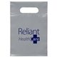 aerial view a gray lo - density die cut handle bag 7x10 flexo ink imprint, image 1 of 2