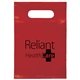 aerial view a red lo - density die cut handle bag 7x10 flexo ink imprint, image 1 of 2