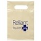 aerial view a buff lo - density die cut handle bag 7x10 flexo ink imprint, image 1 of 2