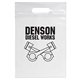 aerial view a clear frosted plastic flexo ink multi color die cut handle bag 9.5 x 14, image 1 of 2