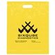 aerial view a yellow frosted plastic flexo ink multi color convention bag 15 x 19, image 1 of 2