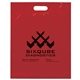 aerial view a red frosted plastic flexo ink multi color convention bag 15 x 19, image 1 of 2