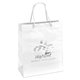 aerial view a white gloss paper multi color emerald tote bag 10 x 12 w / foil print, image 1 of 3