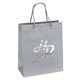 aerial view a silver gloss paper multi color emerald tote bag 10 x 12 w / foil print, image 1 of 3