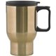 aerial view a gold 15 oz aspen stainless travel mug, image 1 of 2