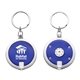 a blue round white led light keychain
