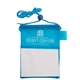 aerial view a translucent blue tradeshow badgeholder, image 1 of 2