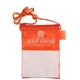 aerial view a translucent orange tradeshow badgeholder, image 1 of 2