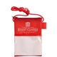 aerial view a translucent red tradeshow badgeholder, image 1 of 2