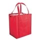 aerial view a red rpet striped tote bag, image 1 of 2