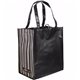 aerial view a black rpet striped tote bag, image 1 of 2