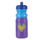 aerial view a blue to purple mood(tm) 20 oz cycle bottle, push and pull cap, full color digital direct, image 1 of 2