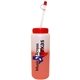 aerial view a frosted to red mood(tm) 32 oz sports bottle with flexible straw, full color digital, image 1 of 2