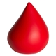 aerial view a red drop shaped squeezie stress reliever, image 1 of 2