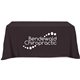 a black serged open - back 3 sided table throw - 6 - full color
