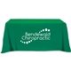 a kelly green serged open - back 3 sided table throw - 6 - full color