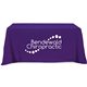 a purple serged open - back 3 sided table throw - 6 - full color