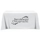 a white serged open - back 3 sided table throw - 6 - full color