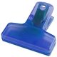 aerial view a translucent blue practical snack size seal clip, image 1 of 2