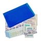 aerial view a translucent blue compact foldable medical kit, image 1 of 2