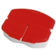 aerial view a red tri - minder pill box, image 1 of 2