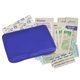 aerial view a translucent blue protect(tm) first aid kit, image 1 of 2